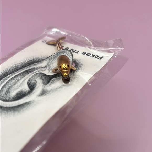 LML Unique Hand Crafted 3D Dolphin Single Ear Earring in Brass - Picture 4 of 6